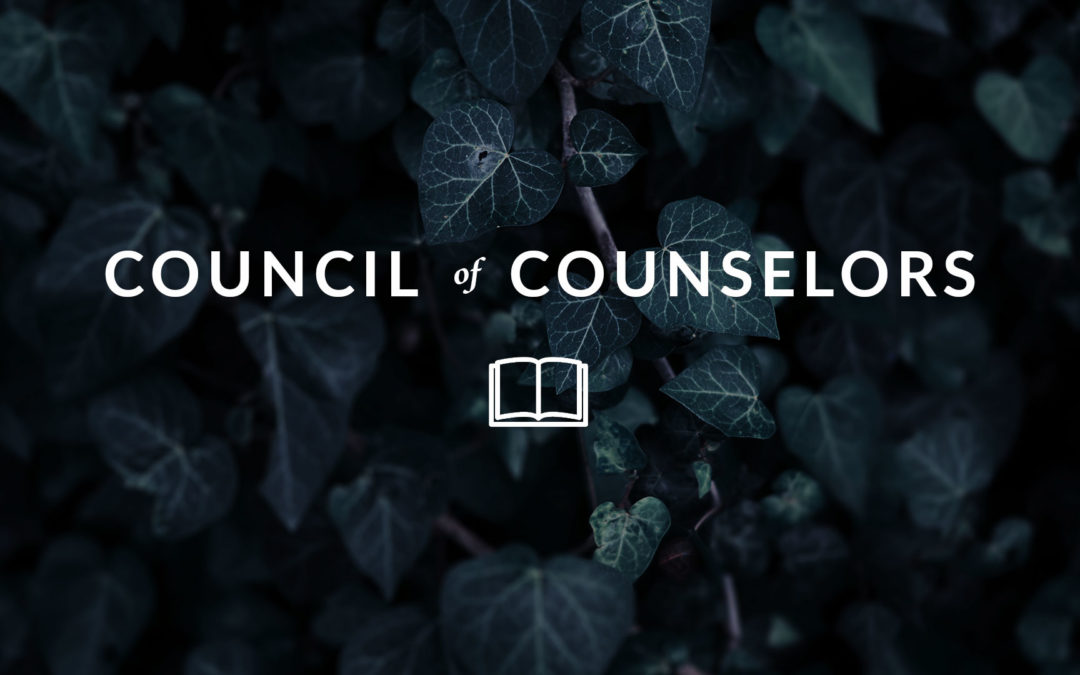 Council of Counselors: A Time for Choosing / Depression in Ministry / Spiritual Abuse in Marriage / Recommending a Psychiatrist / Singles & Money